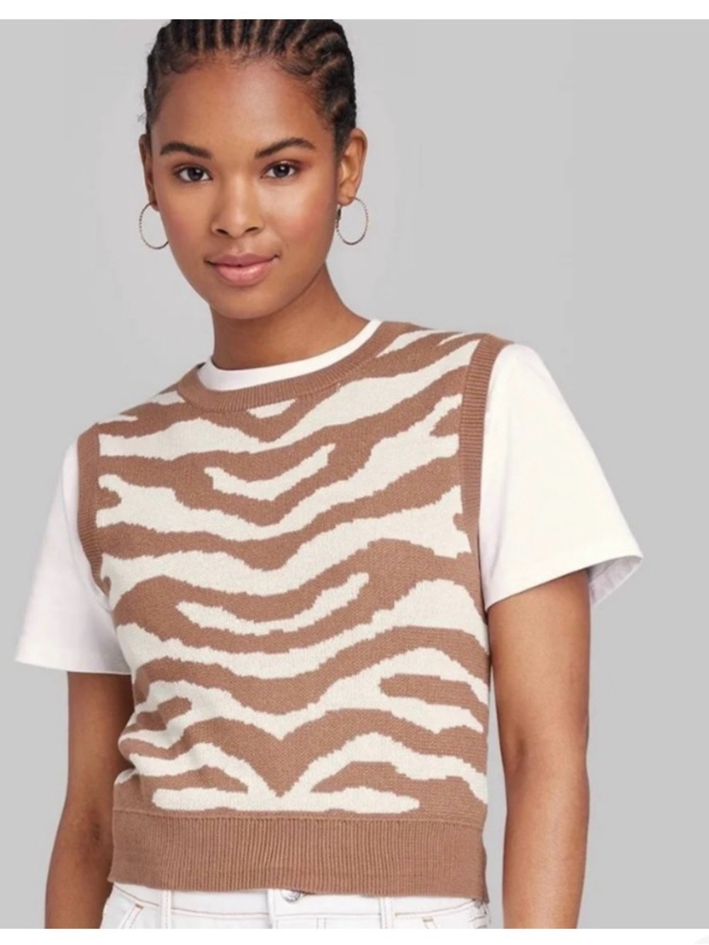 Zebra-Print Knit Vest